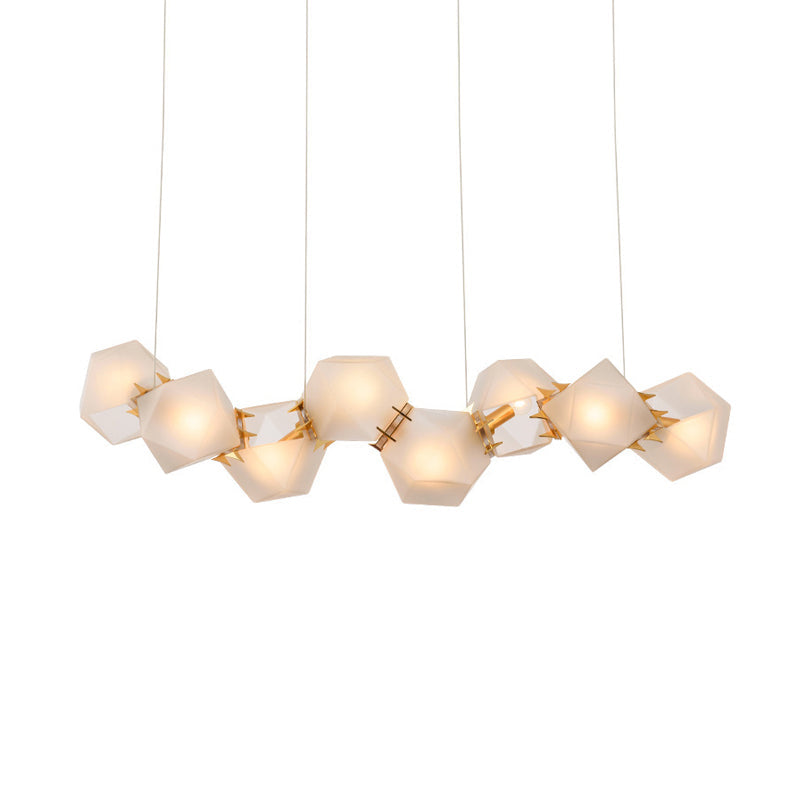 Postmodern Geometric Frosted Glass 6/8/10 Head Gold Hanging Chandelier For A Stylish Lighting