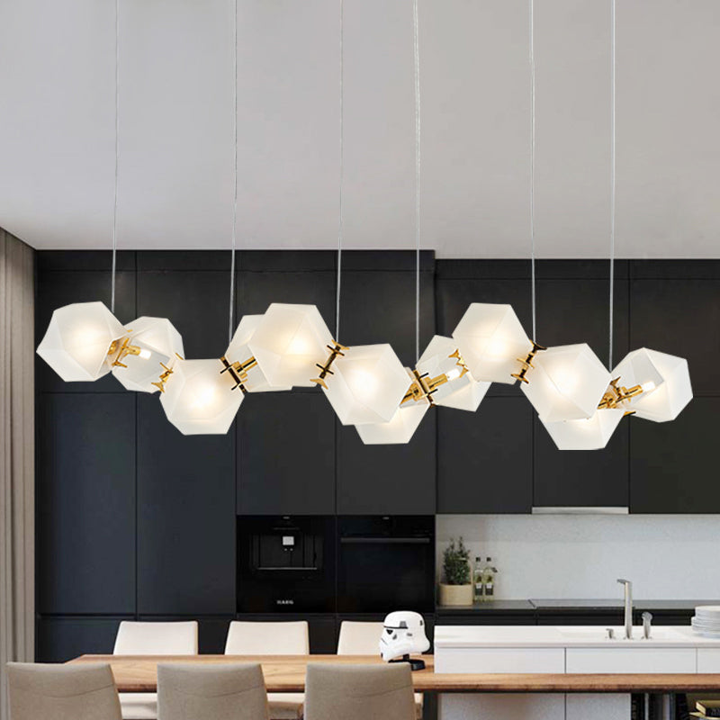 Postmodern Geometric Frosted Glass 6/8/10 Head Gold Hanging Chandelier For A Stylish Lighting