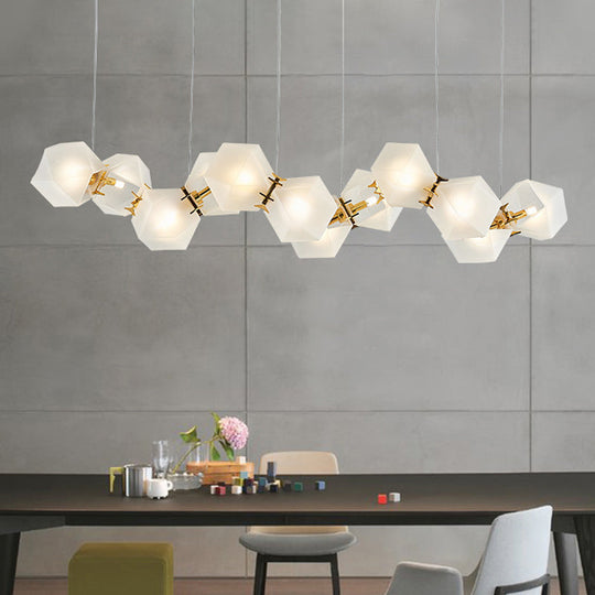 Postmodern Geometric Frosted Glass 6/8/10 Head Gold Hanging Chandelier For A Stylish Lighting