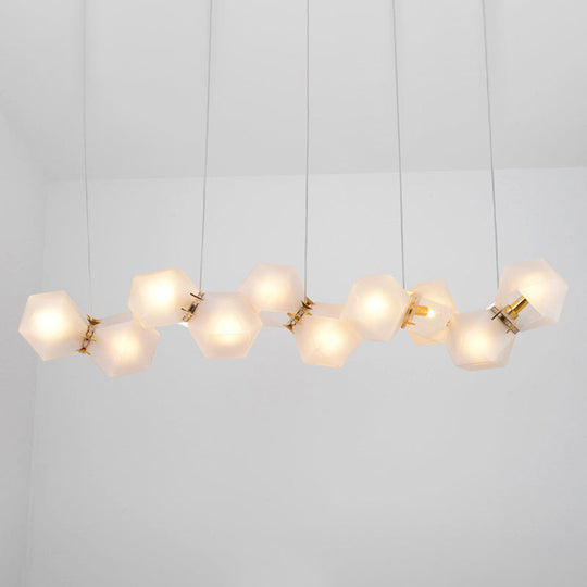 Postmodern Geometric Frosted Glass 6/8/10 Head Gold Hanging Chandelier For A Stylish Lighting