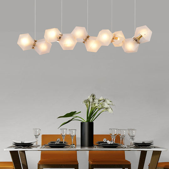 Postmodern Geometric Frosted Glass 6/8/10 Head Gold Hanging Chandelier For A Stylish Lighting