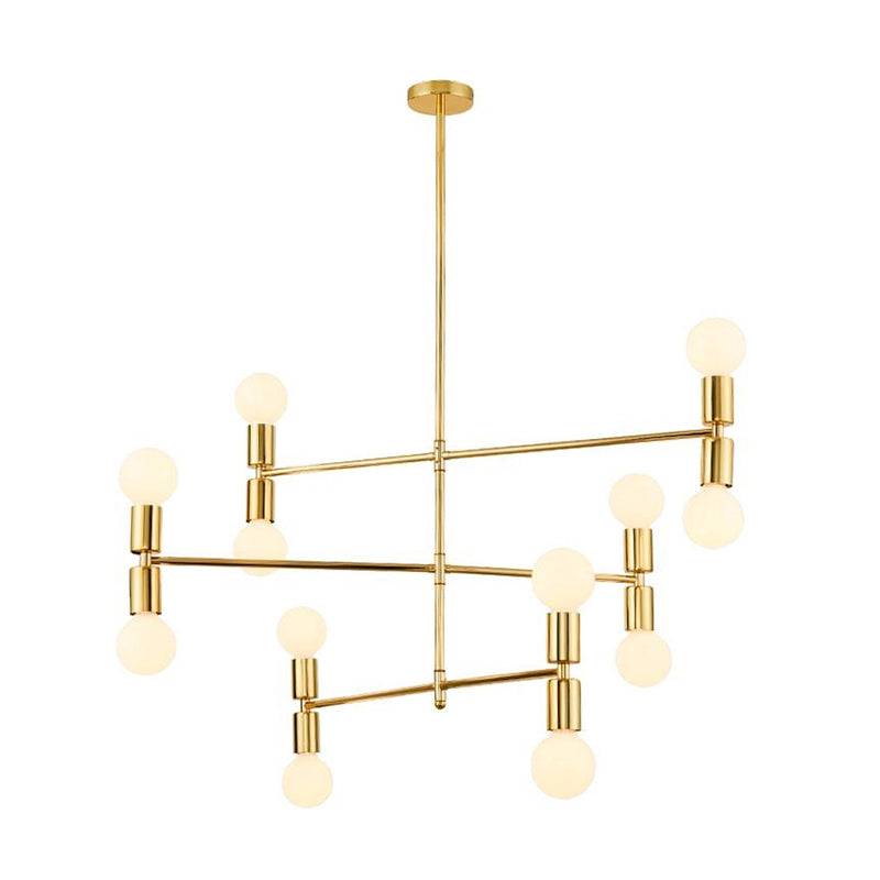 Modern Gold 12 - Light 3 - Tier Metal Hanging Chandelier Lamp Kit For Bedroom Pendant Lighting