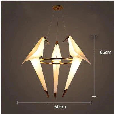 Nordic Bird Iron Pendant Light Paper Crane Led Lamp Suspension Luminaire Loft Living Room