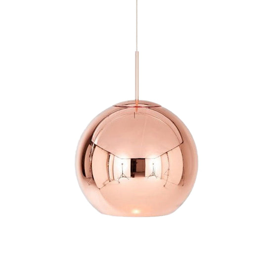 Modern Hanging Light Copper Globe Pendant Ceiling With Mirror Glass Shade Lighting