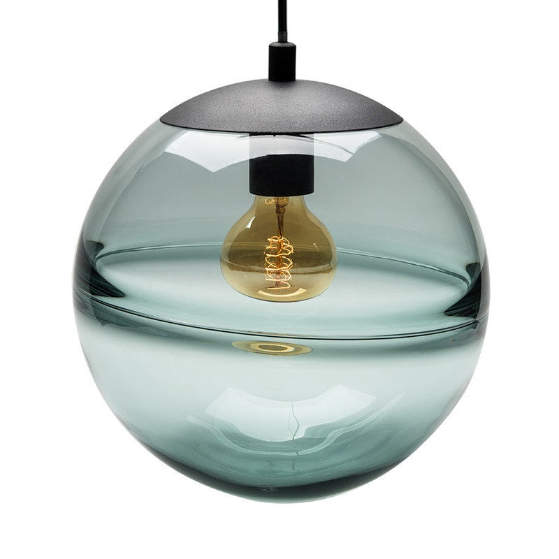 Globe Hanging Ceiling Light Blue/Coffee Glass Pendant For Dining Room Lighting