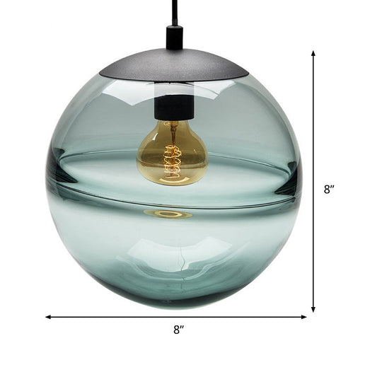 Globe Hanging Ceiling Light Blue/Coffee Glass Pendant For Dining Room Lighting