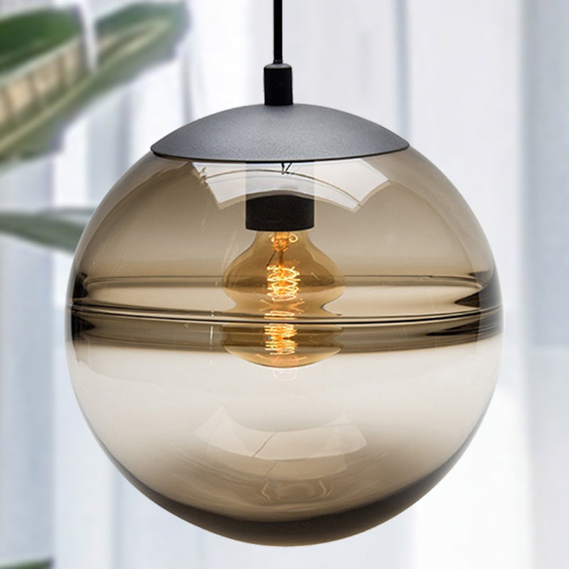 Globe Hanging Ceiling Light Blue/Coffee Glass Pendant For Dining Room Coffee Lighting