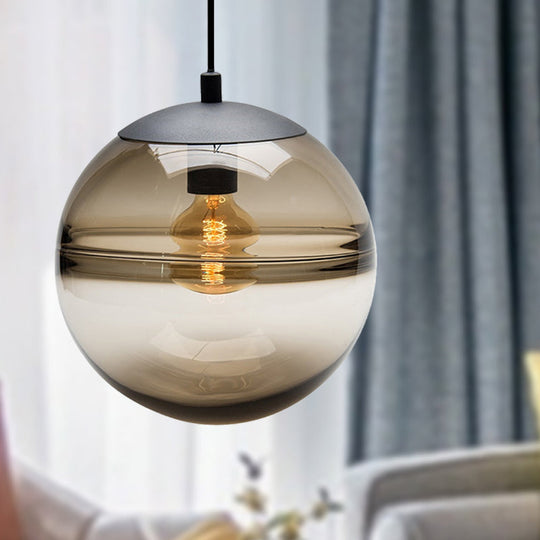 Globe Hanging Ceiling Light Blue/Coffee Glass Pendant For Dining Room Lighting