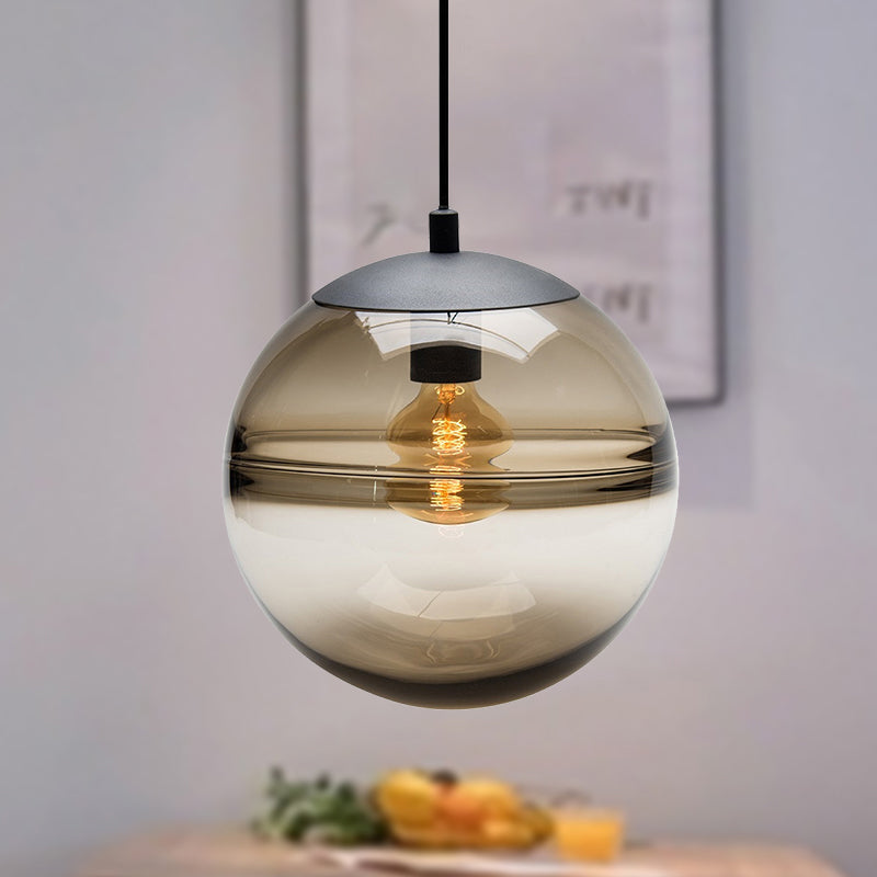 Globe Hanging Ceiling Light Blue/Coffee Glass Pendant For Dining Room Lighting