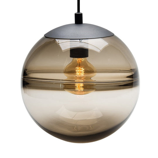 Globe Hanging Ceiling Light Blue/Coffee Glass Pendant For Dining Room Lighting