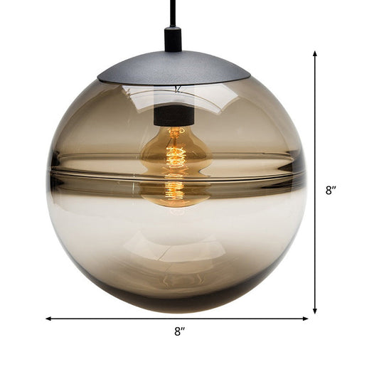 Globe Hanging Ceiling Light Blue/Coffee Glass Pendant For Dining Room Lighting