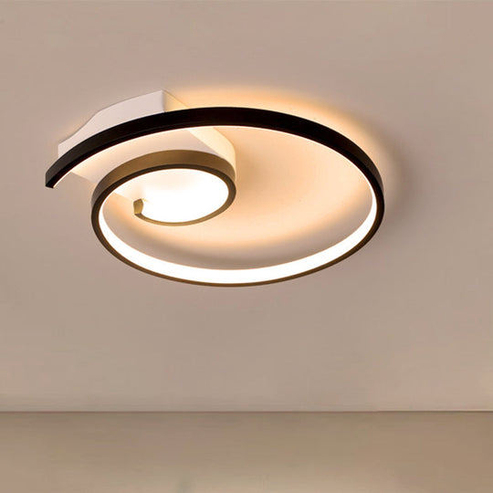 Ultra - Slim Curled Metal Led Flush Mount Ceiling Light - 16.5’/20.5’ Width Modern Style