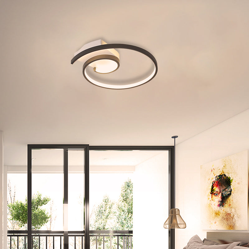 Ultra - Slim Curled Metal Led Flush Mount Ceiling Light - 16.5’/20.5’ Width Modern Style