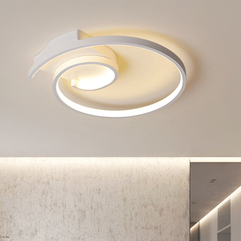 Ultra - Slim Curled Metal Led Flush Mount Ceiling Light - 16.5’/20.5’ Width Modern Style