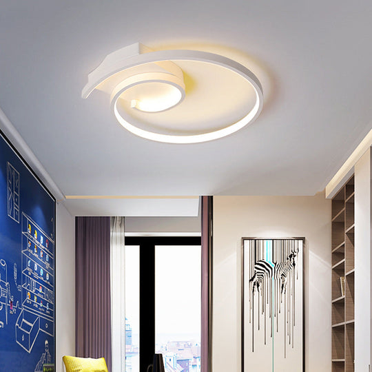 Ultra - Slim Curled Metal Led Flush Mount Ceiling Light - 16.5’/20.5’ Width Modern Style