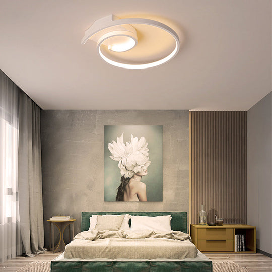 Ultra - Slim Curled Metal Led Flush Mount Ceiling Light - 16.5’/20.5’ Width Modern Style