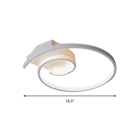 Ultra - Slim Curled Metal Led Flush Mount Ceiling Light - 16.5’/20.5’ Width Modern Style