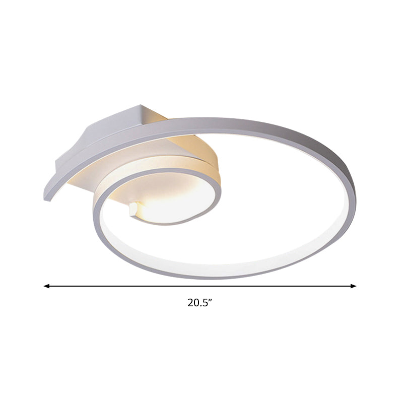 Ultra - Slim Curled Metal Led Flush Mount Ceiling Light - 16.5’/20.5’ Width Modern Style