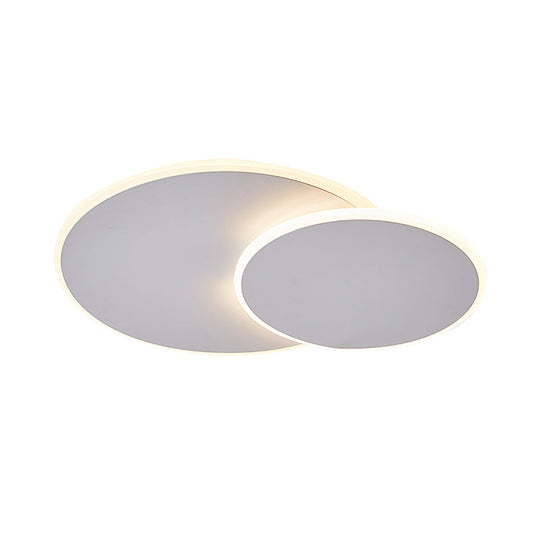 Minimalist Round Acrylic Led Flush Mount Ceiling Light - 16’/19.5’ Width In White/Coffee Finish