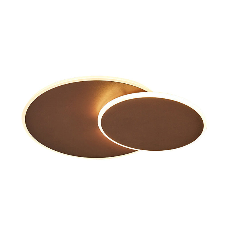 Minimalist Round Acrylic Led Flush Mount Ceiling Light - 16’/19.5’ Width In White/Coffee Finish