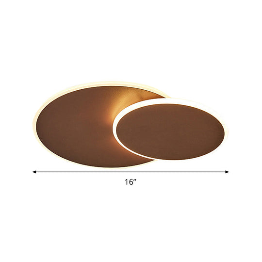 Minimalist Round Acrylic Led Flush Mount Ceiling Light - 16’/19.5’ Width In White/Coffee Finish