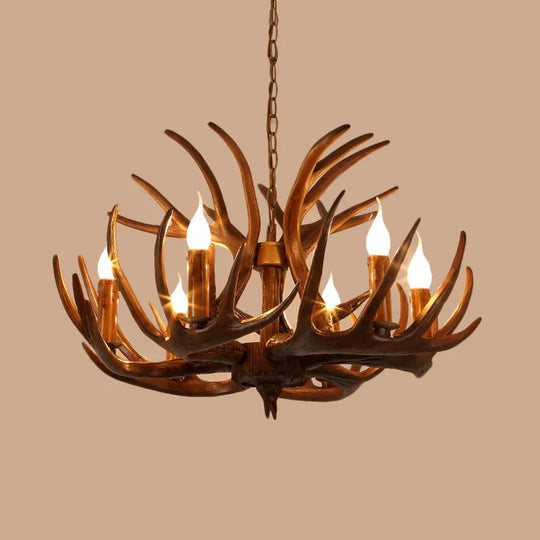 Resin Brown Ceiling Chandelier Branch 4/6/8 Lights Rustic Hanging Pendant Lamp For Restaurant 6 /