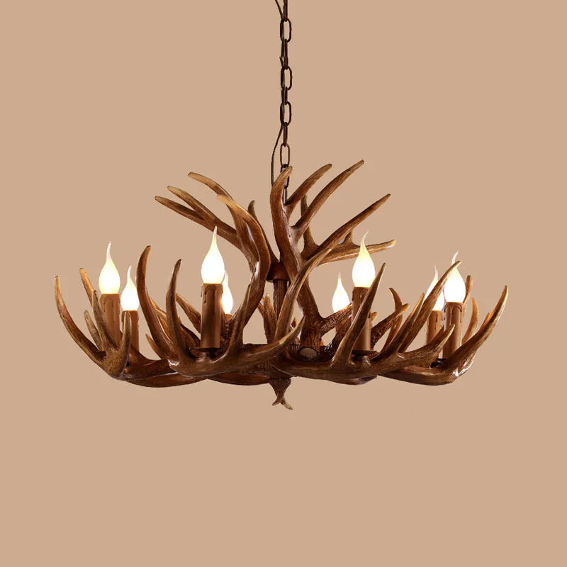 Resin Brown Ceiling Chandelier Branch 4/6/8 Lights Rustic Hanging Pendant Lamp For Restaurant 9 /