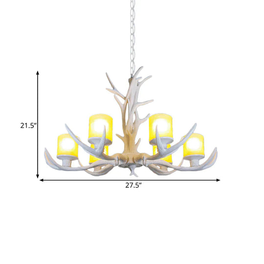 Resin Starburst Chandelier Lamp Cottage 4/6/8 Bulbs Bedroom Hanging Light Kit In White