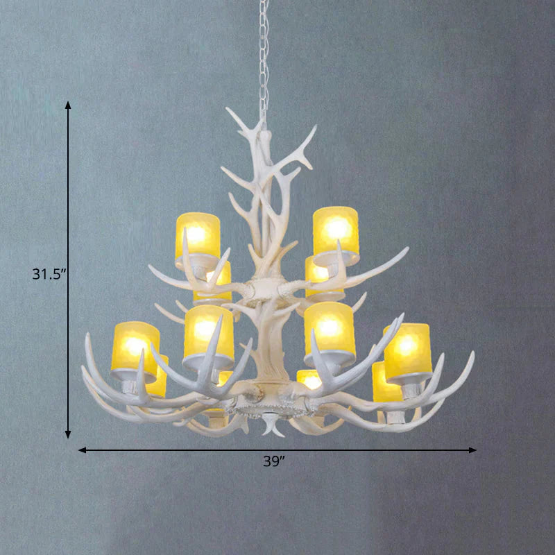 Resin Starburst Chandelier Lamp Cottage 4/6/8 Bulbs Bedroom Hanging Light Kit In White