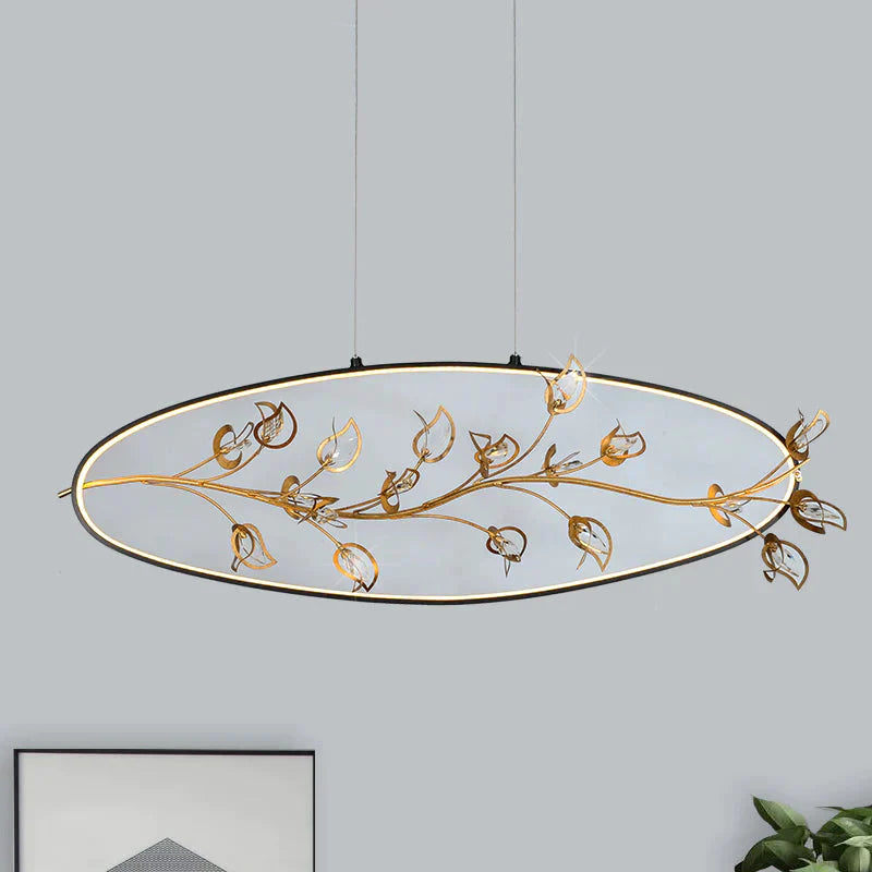 Gold Branch Pendant Ceiling Light Modernism Leaf Crystal Led Chandelier Lighting
