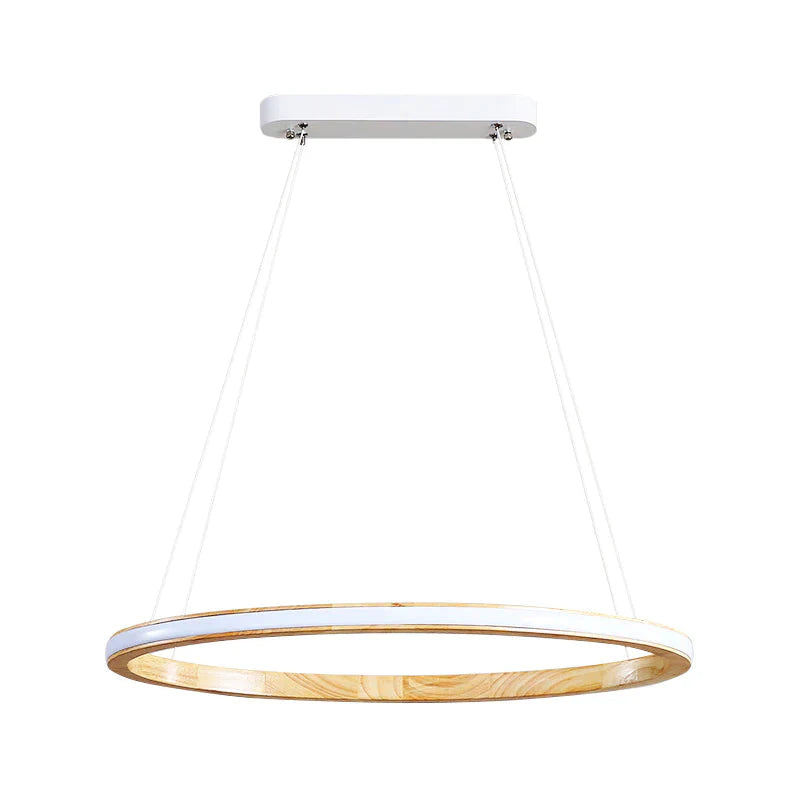 Ring Wood Chandelier Lighting Simple Style Beige 26’/37.5’ Wide Ceiling Pendant Light In Natural