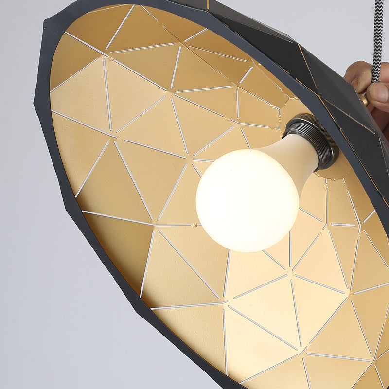 Aludra - Industrial 1 Light Dome Suspension Lamp Black/White Metal Pendant For Living Room