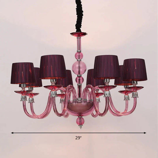 Traditional Starburst Pendant Chandelier 6/8/10 Bulbs Purple Glass Suspension Hanging Lamp With