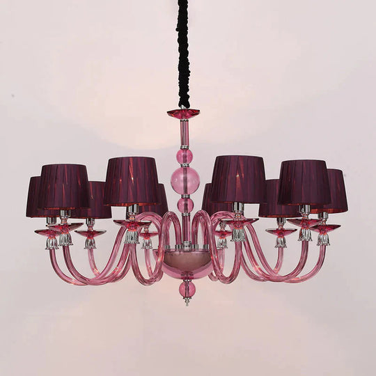 Traditional Starburst Pendant Chandelier 6/8/10 Bulbs Purple Glass Suspension Hanging Lamp With