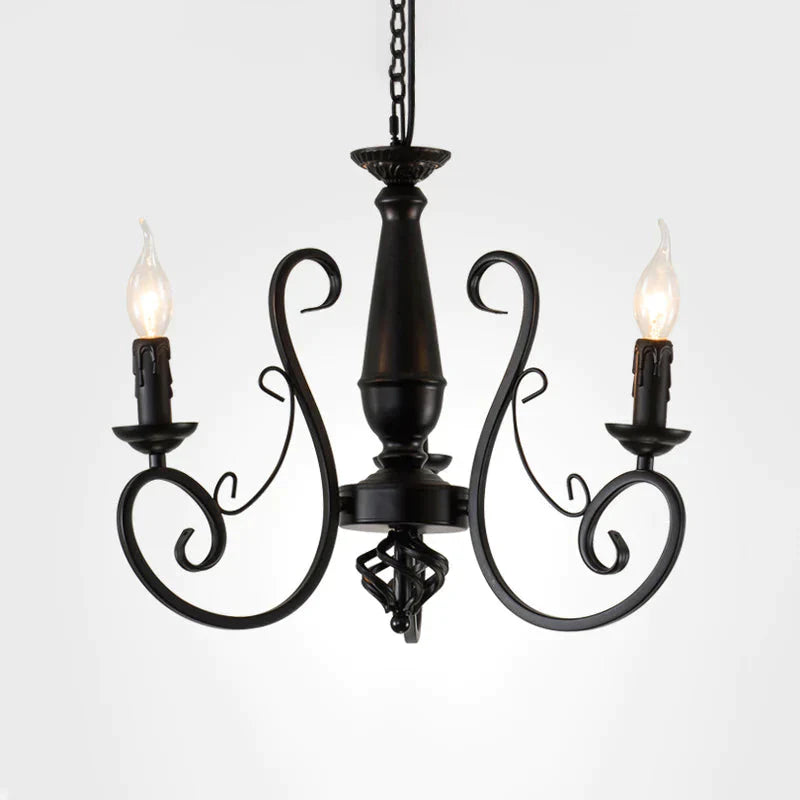 Black Candle Hanging Chandelier Traditionary Metal 3/4/5 Lights Living Room Ceiling Pendant Light