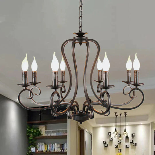 6/8 Bulbs Metal Chandelier Lighting Antique Black Starburst Living Room Suspension Pendant Lamp