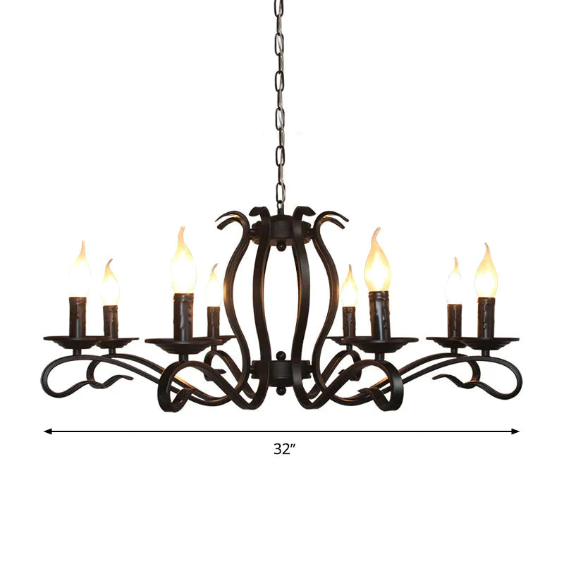 Antique Starburst Chandelier Lighting 5/6/8 Bulbs Metal Black Finish Hanging Pendant Lamp For