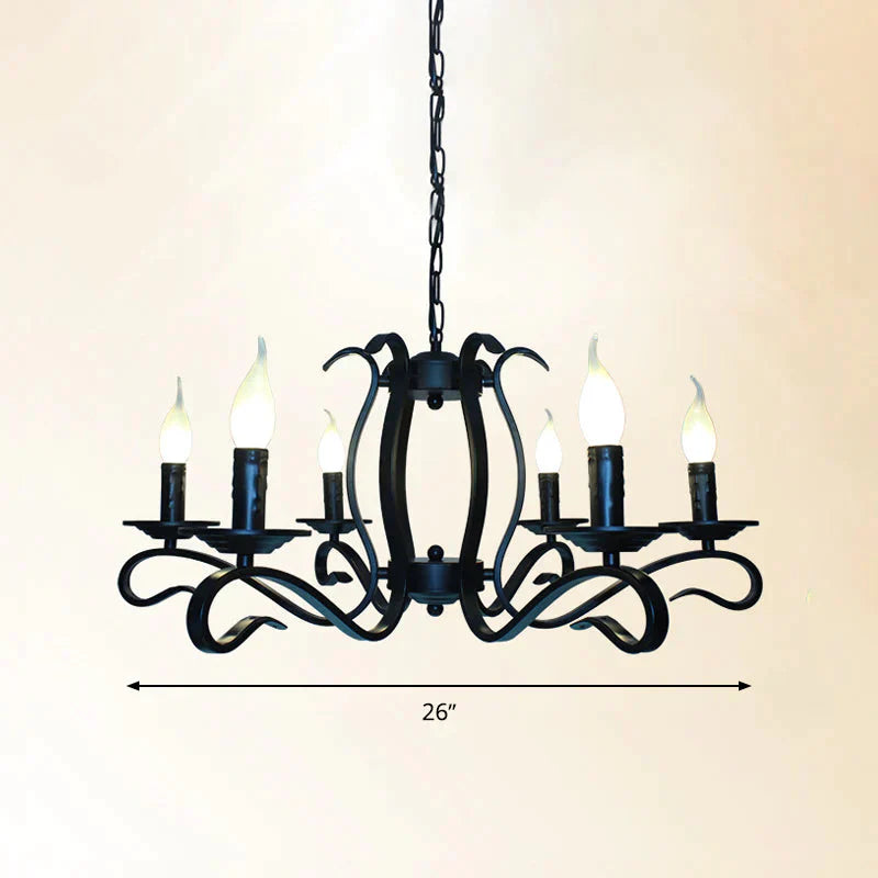 Antique Starburst Chandelier Lighting 5/6/8 Bulbs Metal Black Finish Hanging Pendant Lamp For