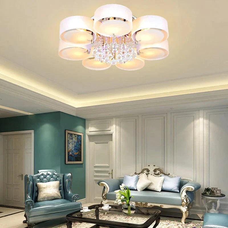 Modern Crystal Ceiling Lights Living Fashionable Design Light Dining Changeable Led Lamp Bedroom