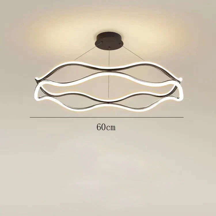 Led Living Room Simple Chandelier Creative Restaurant Bedroom Personalized Ring Black / Dia60Cm