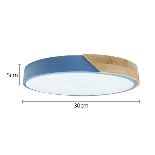 Led Discolor Ceiling Lamp Acrylic Wooden Round Multicolor 18W Surface Mounted Lighting Fixtures