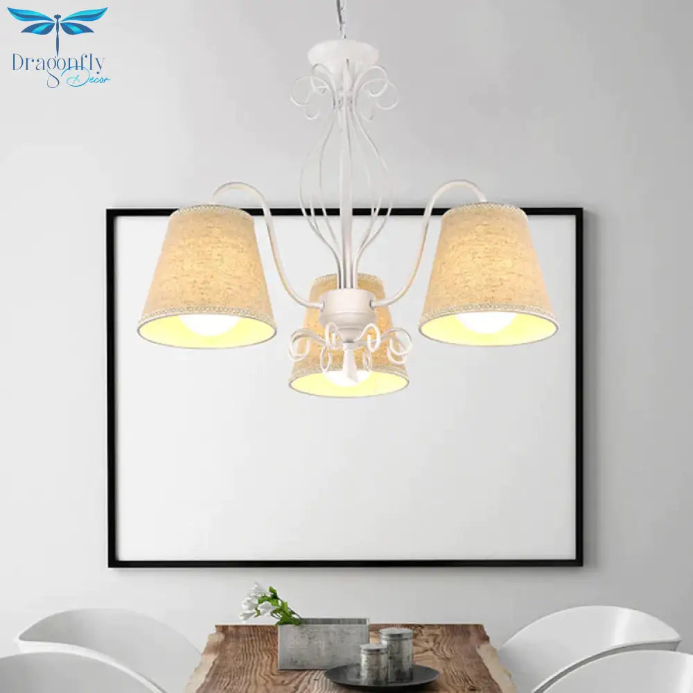 3/6/8 Bulbs Ceiling Lamp With Cone Fabric Shade Classic Living Room Chandelier Pendant Light In