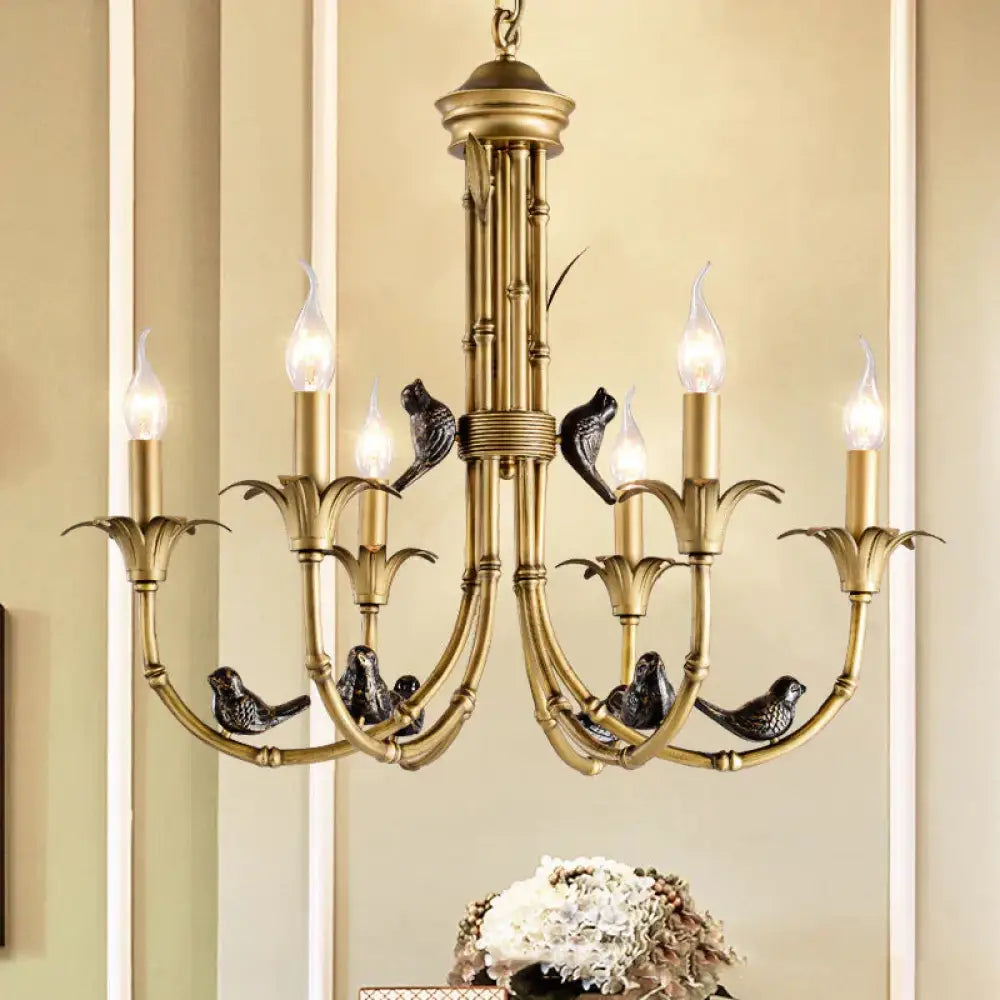 3/6/8 Lights Candelabra Ceiling Chandelier Rustic Brass Metal Pendant Lighting For Living Room 6 /