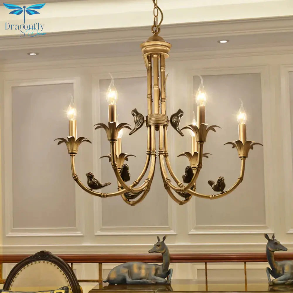 3/6/8 Lights Candelabra Ceiling Chandelier Rustic Brass Metal Pendant Lighting For Living Room