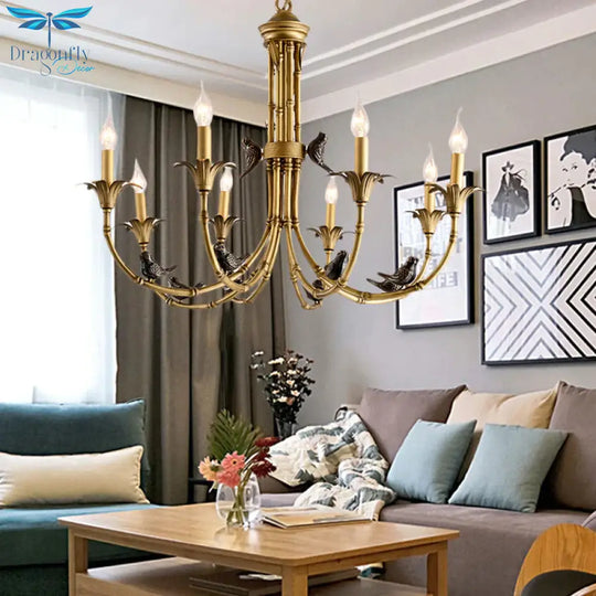3/6/8 Lights Candelabra Ceiling Chandelier Rustic Brass Metal Pendant Lighting For Living Room