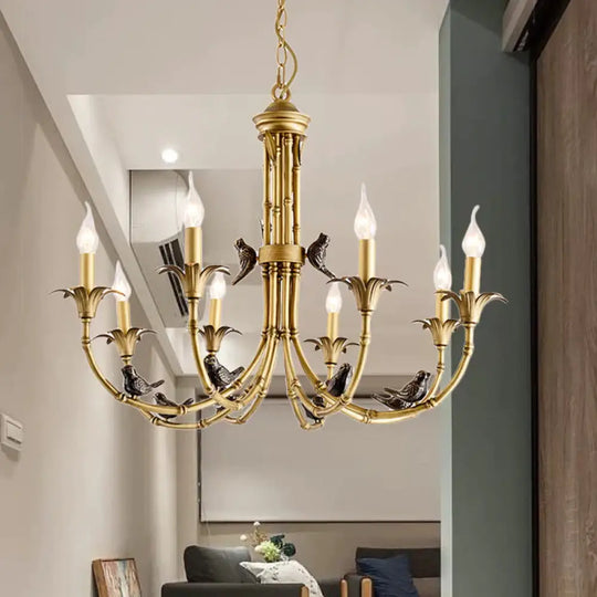 3/6/8 Lights Candelabra Ceiling Chandelier Rustic Brass Metal Pendant Lighting For Living Room 8 /