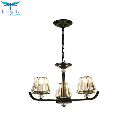 3/8 Heads Chandelier Light With Tapered Crystal Traditional Bedroom Ceiling Fixture