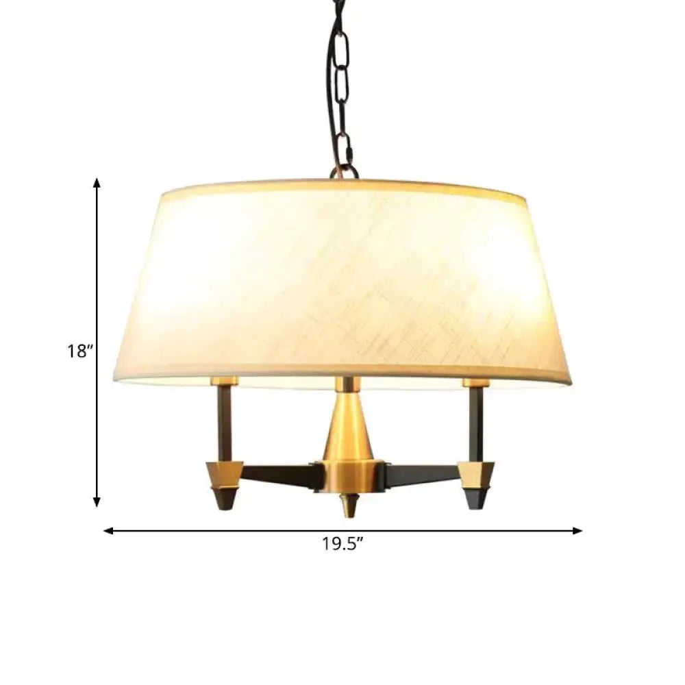 3 Bulbs Ceiling Lamp With Drum Shade Fabric Traditional Dining Room Chandelier Pendant Light In
