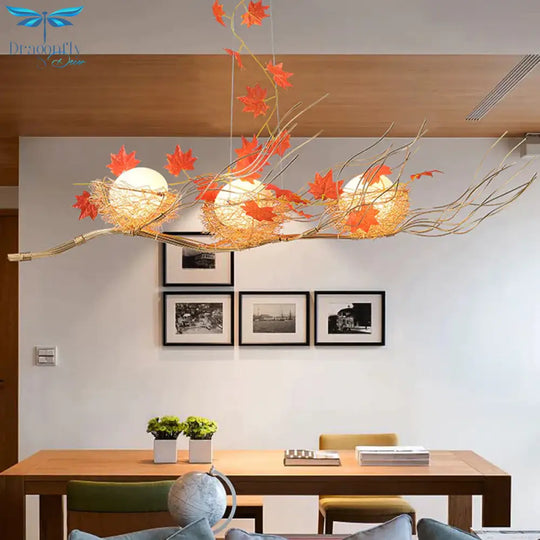 3 - Light Dining Room Chandelier Lighting Fixture Gold Ceiling Light With Sphere Matte White Glass