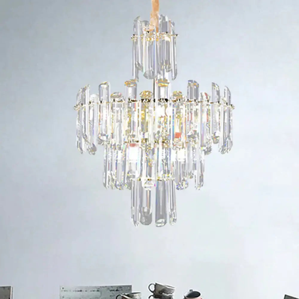 3 Tiers Beveled Crystal Chandelier Light Fixture Contemporary 8/12 Lights Clear Pendant Ceiling 8 /